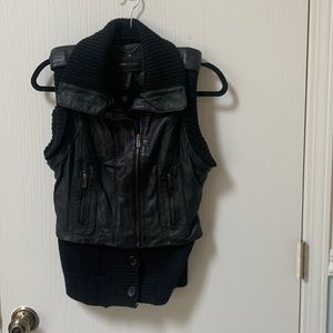 XS BCBG MAX AZRIA Leather and sweater material vest.